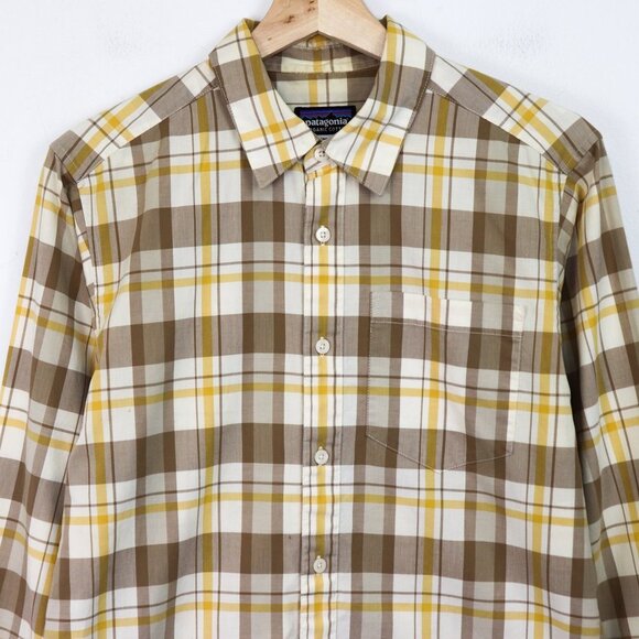 Patagonia Long-Sleeved Fezzman Shirt Plaid Button Down Wildlands El Cap Khaki XS - Picture 3 of 5